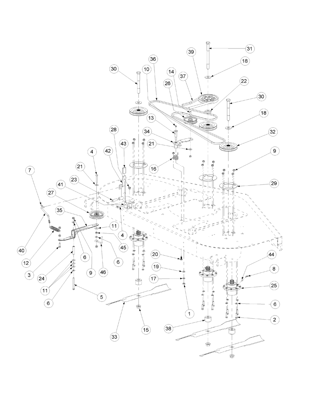 Fabricated Deck Spindle Assembly 72-Inch Diagram and Parts List for M72-CT 53AB5JEZ750-28-HP-3Cylinder-OHV Cub Cadet Lawn Tractor